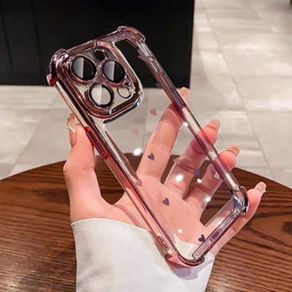 Capa Anti-Queda Transparente Para iPhone 16 15 14 Plus 13 12 11 17 Pro Max  Rosa Amor Coração de Luxo Capinha em Oferta na Shopee