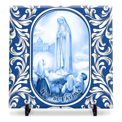 Azulejo Com Imagem De Maria Nossa Senhora De Fátima Lindo ;) Azul