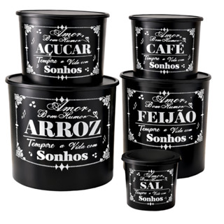 Kit 5 Mantimentos Potes E Vasilhas - Arroz E Feijão Açucar em Oferta na Shopee