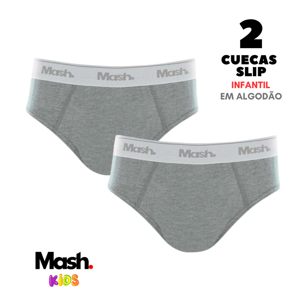 Kit 2 Cuecas Slip INFANTIL Mash Original em Algodão 015.20 em Oferta na Shopee