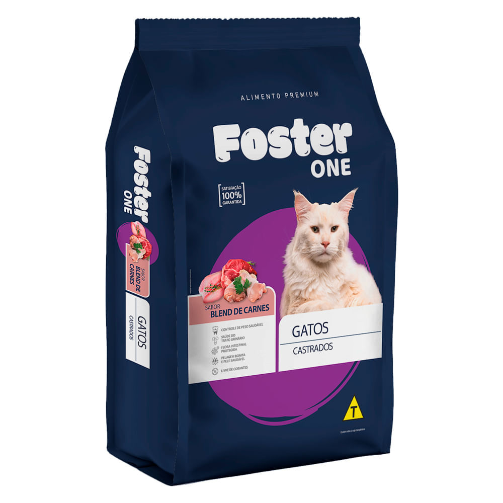 Ração para Gatos Castrados Foster One Sabor Blend de Carnes 10,1Kg em Oferta na Shopee