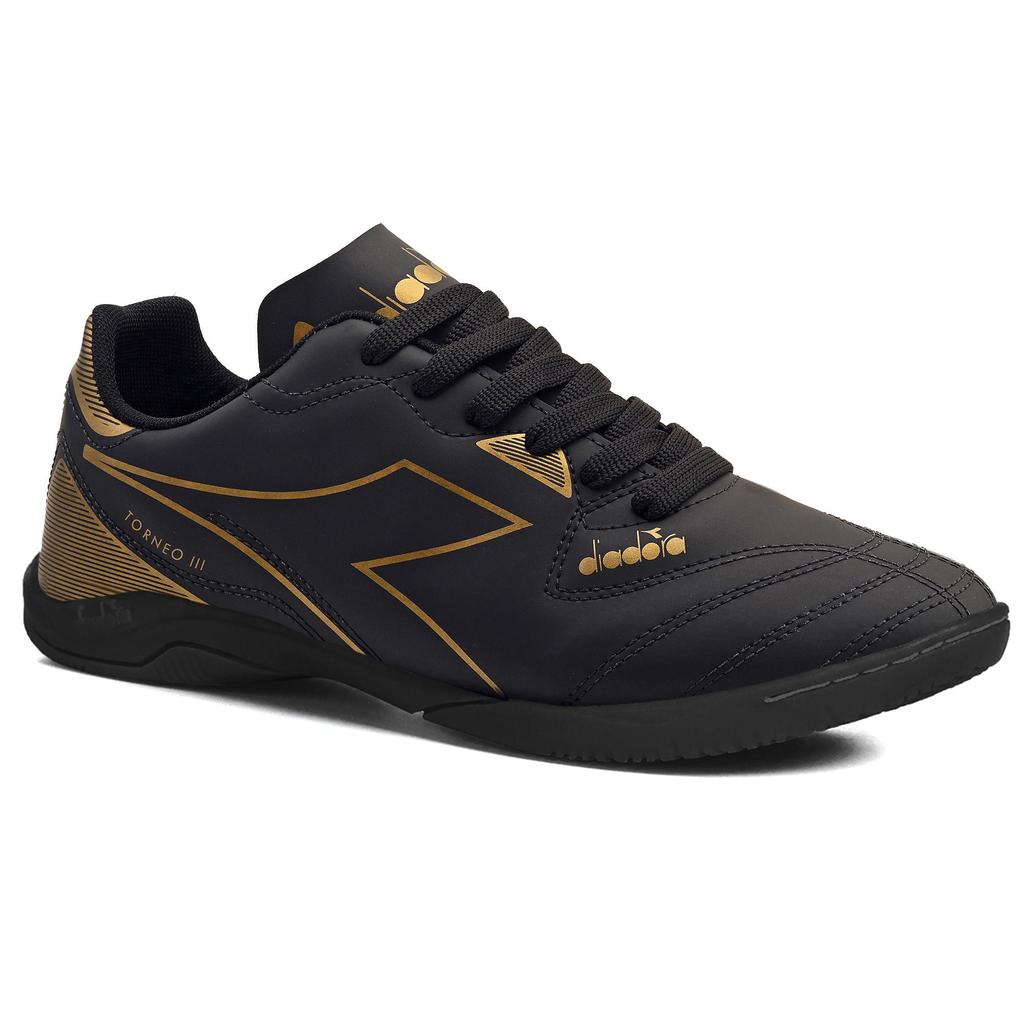 Chuteira Unissex Diadora Torneo III Futsal Preto e Dourado