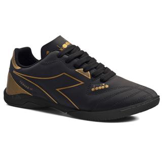 Chuteira Unissex Diadora Torneo III Futsal Preto e Dourado em Oferta na Shopee