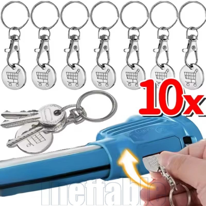 Chaveiro De Token De Carrinho De Compras De 10-3 Unidades-Mini Chaveiros Portáteis-Tokens-Metal Universais-Com Gancho Mo