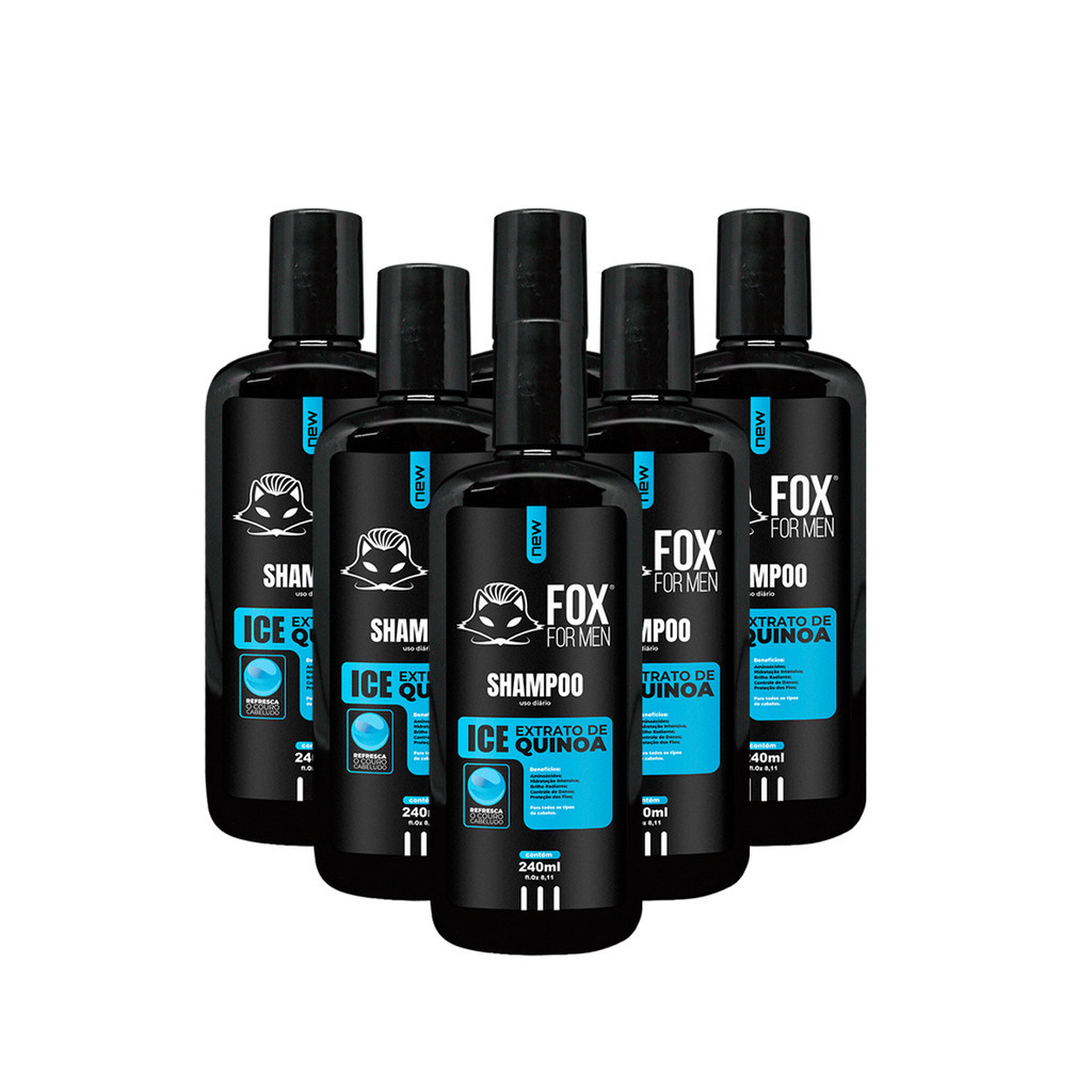 Kit 6 Shampoo Masculino Ice 240ml Fox For Men