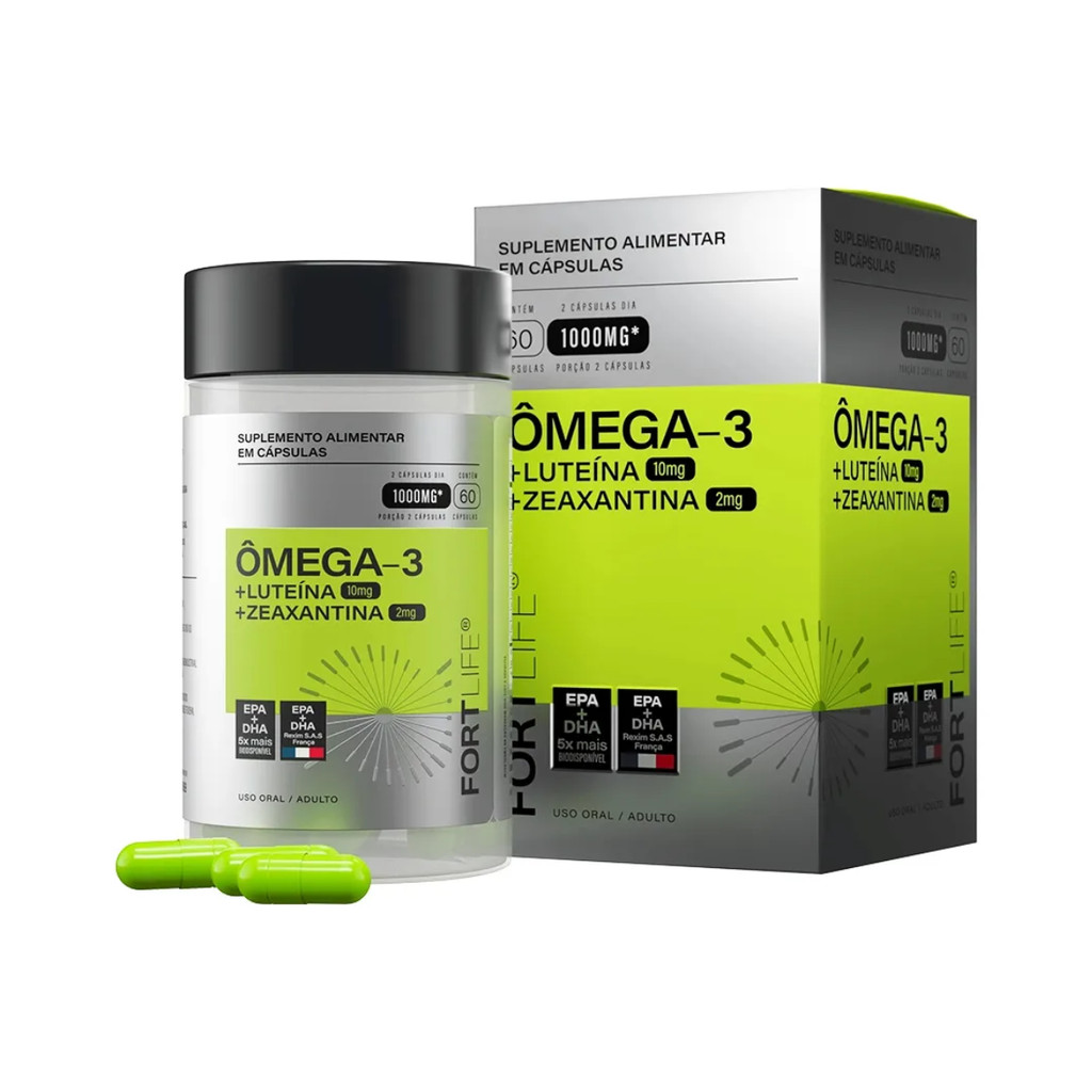 Ômega-3 1000mg + Luteína + Zeaxantina 60 Cápsulas Fortlife Sem Sabor