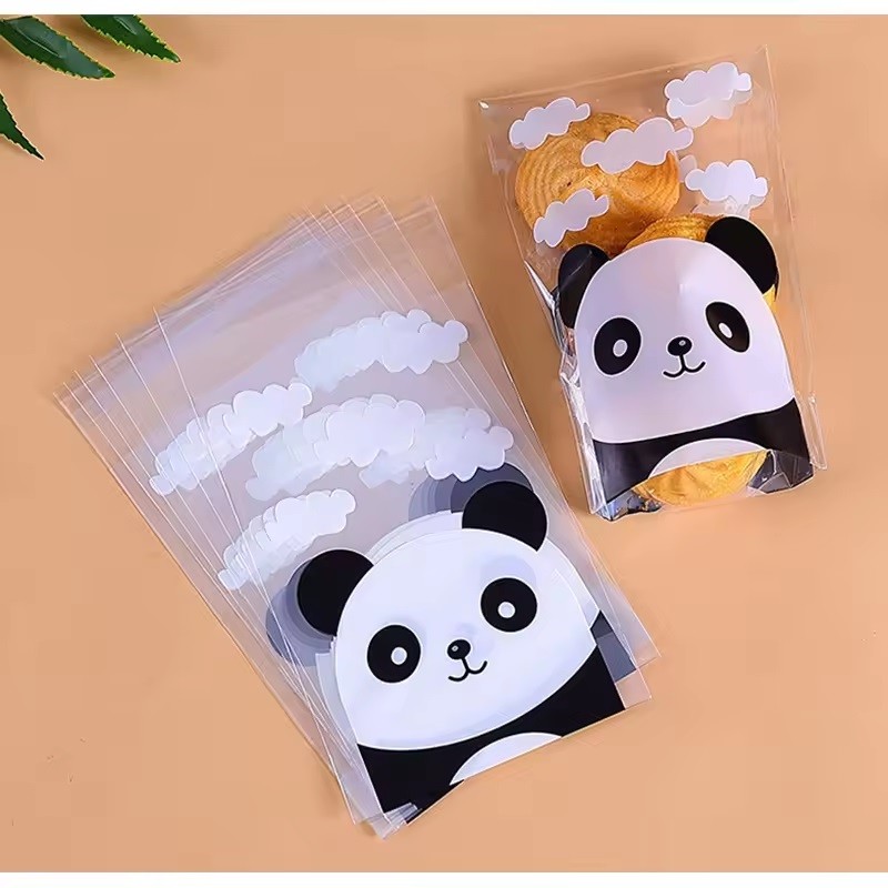 100pcs Sacos de Panda De Biscoitos De Embalagem Plástico Autoadesivo De Alimentos Infantil em Oferta na Shopee