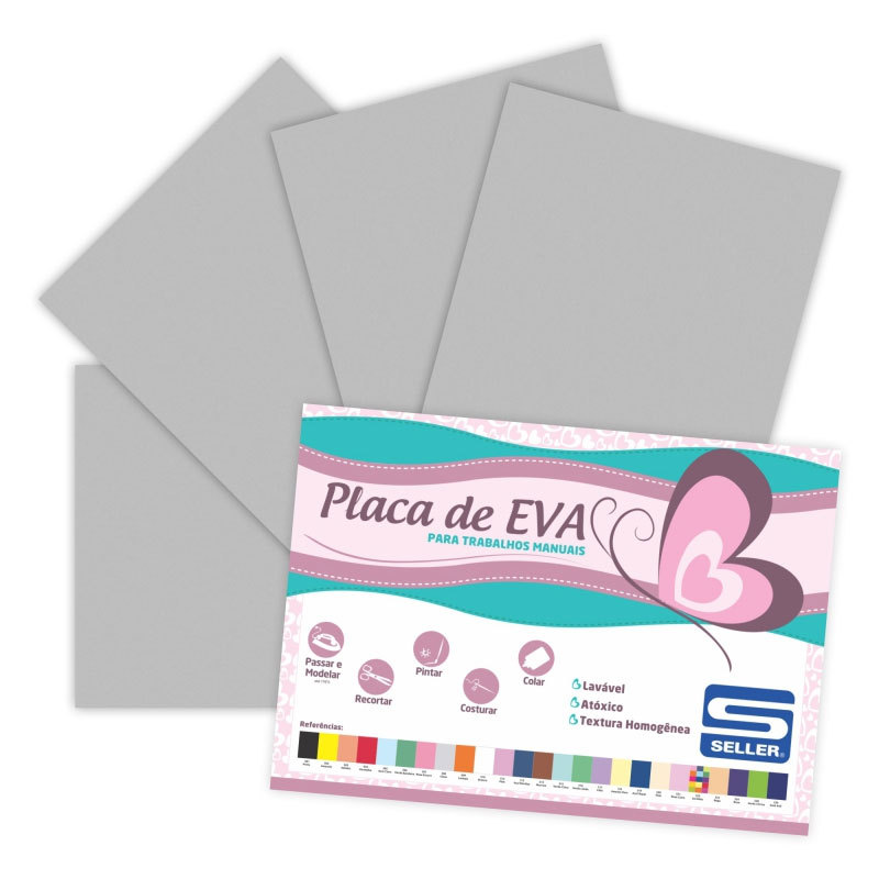 Placa de EVA 40X60cm Cinza pacote com 10 folhas Seller em Oferta na Shopee