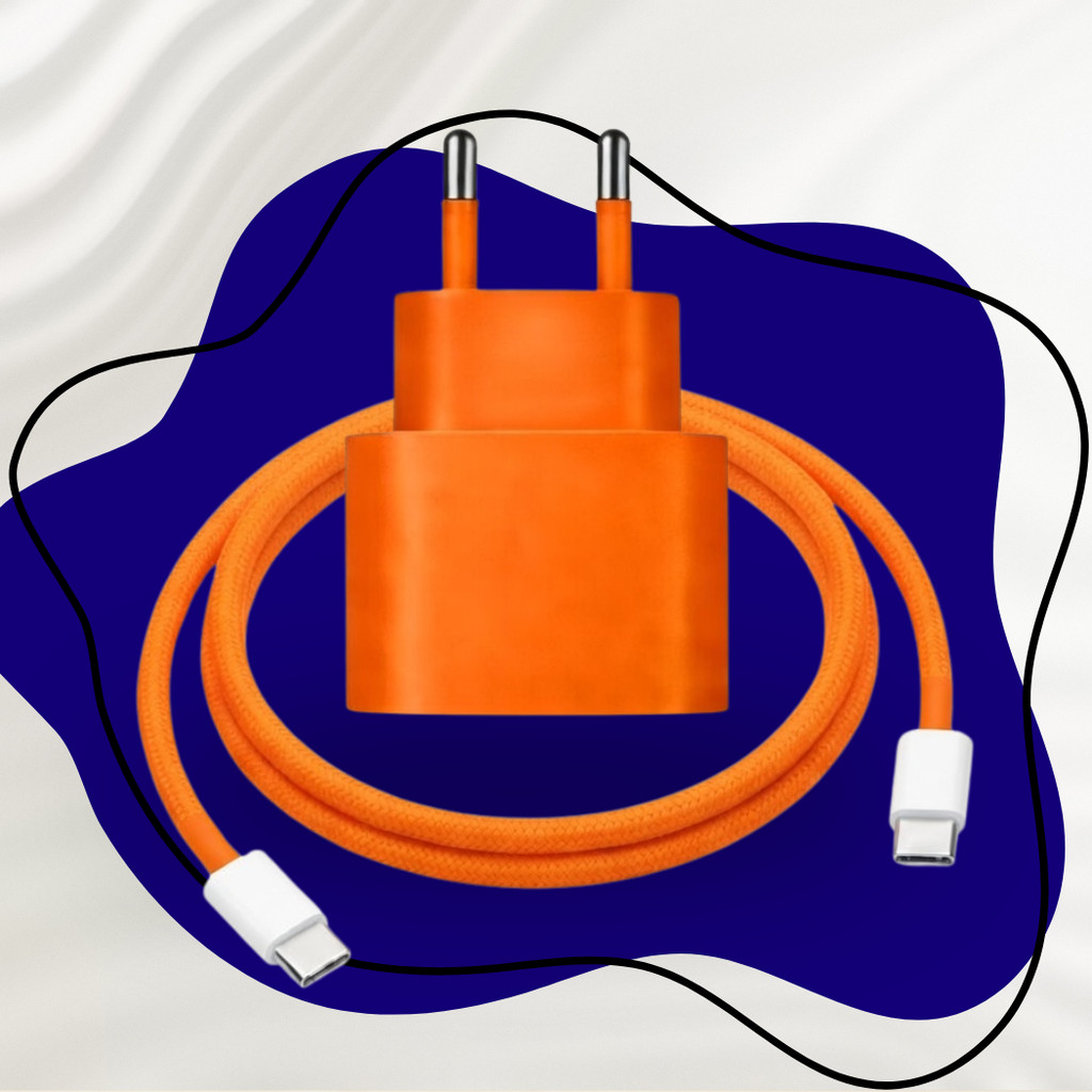 Carregador Turbo Laranja 40W USB-C Para Linhas de Iphone 17 16 e 15