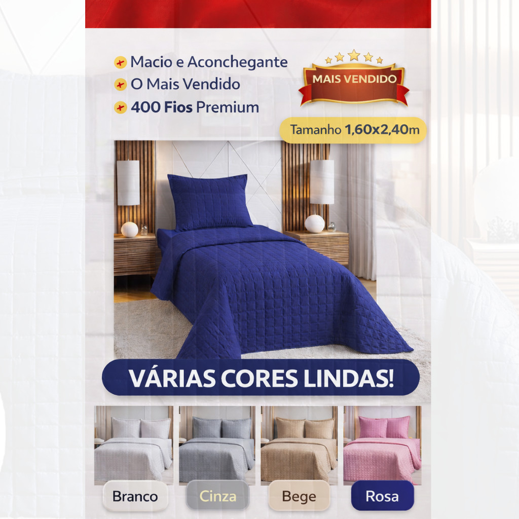 Kit Colcha Cobre Leito infantil  Solteiro Bouti 1,60x2,40m Dupla Face 2 Peças C/ Viés
