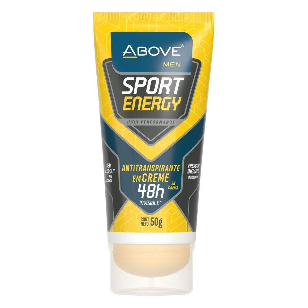 Desodorante Above Men Antitranspirante Creme Invisible Sport Energy 50g em Oferta na Shopee