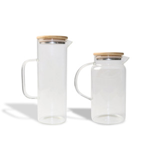 Kit Jarras de Vidro com Tampa de Bambu 1l E 1,2l - 2 Peças Oikos em Oferta na Shopee