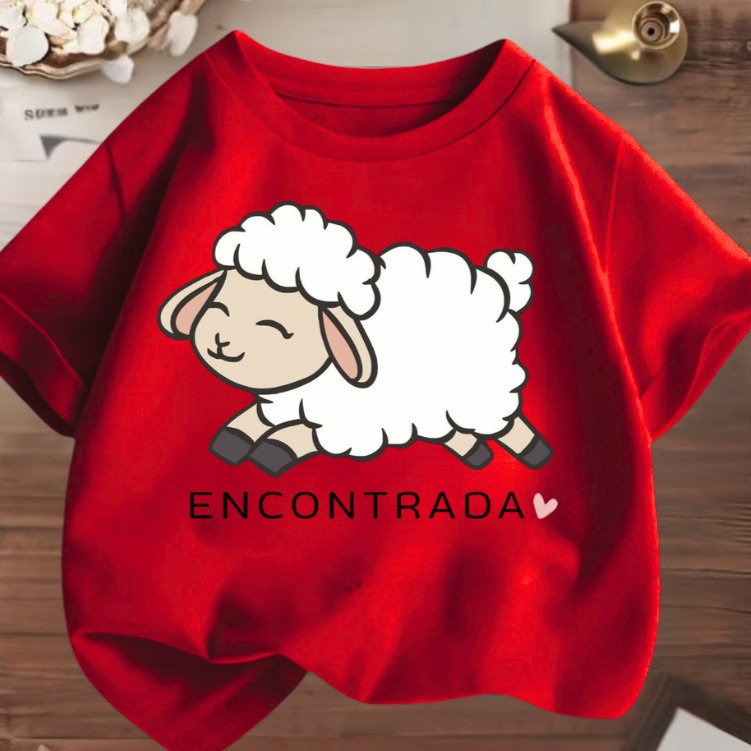 Blusinha Menina Infantil Juvenil Ovelha Encontrada Desenhos Gospel /Cristão 100% Algodão