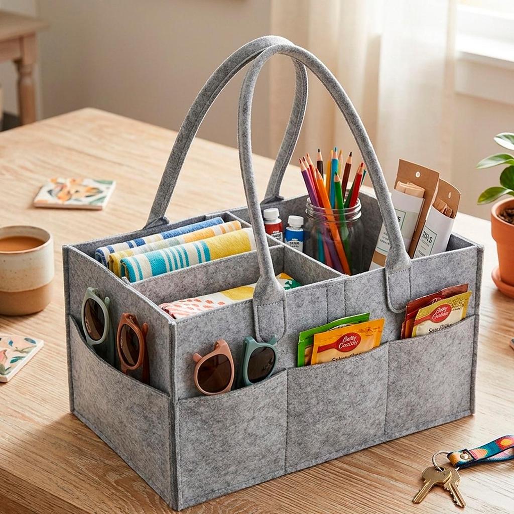 Cesto Organizador De Feltro Premium Espaçoso Com Alças Para Fraldas Brinquedos E Livros em Oferta na Shopee