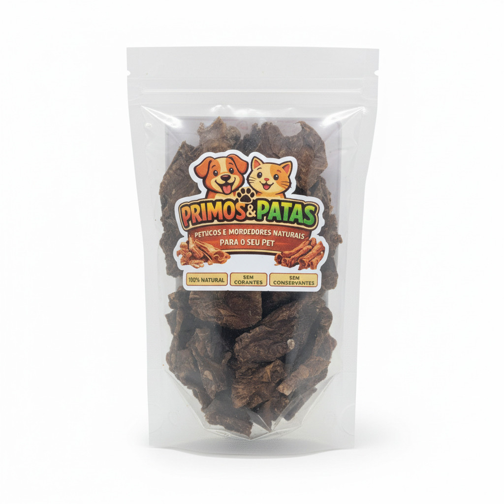 Petisco Pulmão Bovino Desidratado 50g Mastigável Sem Conservantes 100% Natural