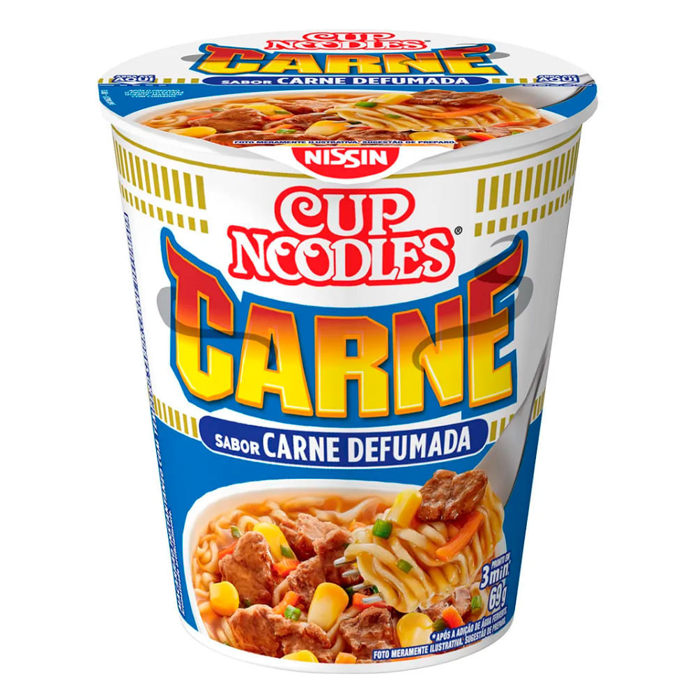 Macarrão Instantâneo Cup Noodles Sabor Carne Defumada com 69g em Oferta na Shopee