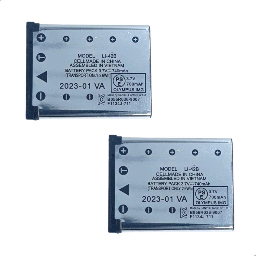 Kit 2 Baterias LI-42B 740mAh 3.7V para Câmeras Olympus, Nikon, Fujifilm, Pentax e Casio Compatíveis
