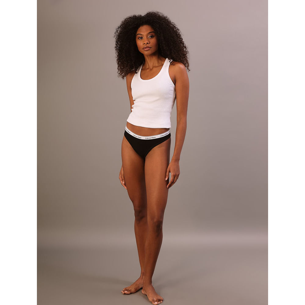 Kit 3 Calcinhas Fio Dental Mini Modern Cotton Calvin Klein Underwear - Preto