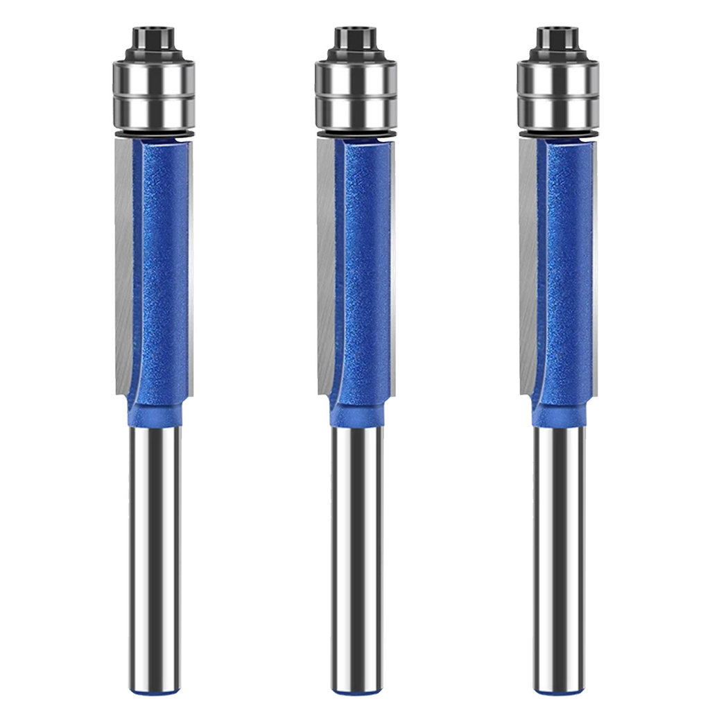 Kit 3 Fresas 3/8 Reta 2 Rolamentos Haste 6mm Copiadora Tupia