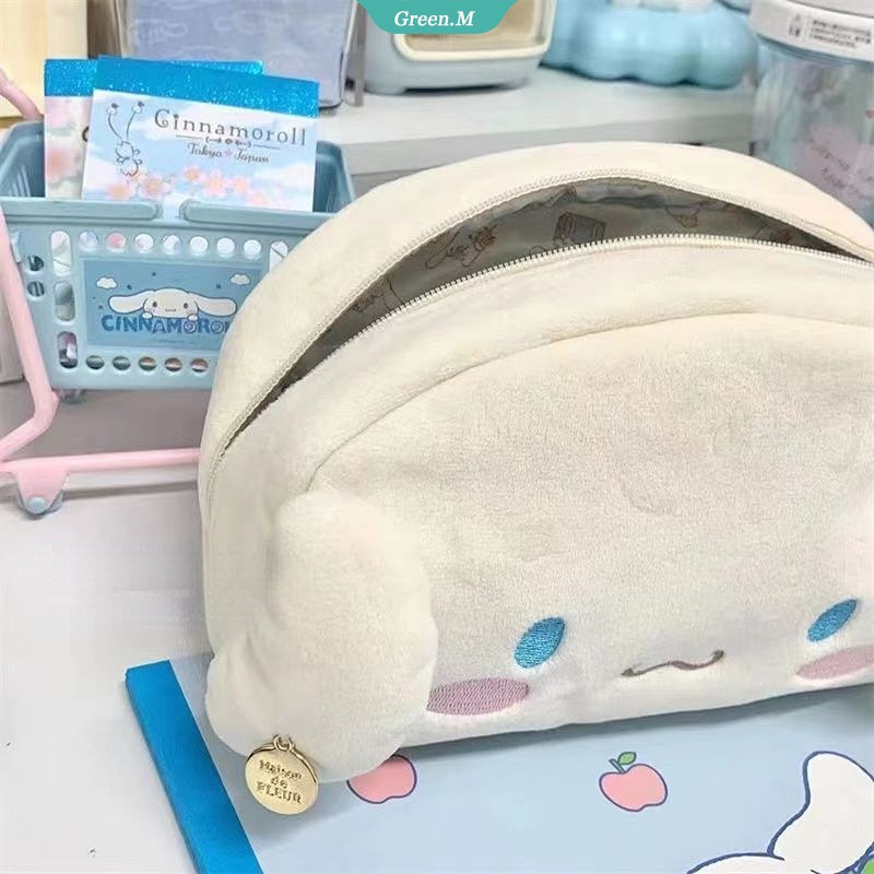 Lindo Saco De Lápis Sanrio Cinnamoroll Pacha Dog Plush De Grande Capacidade Desenho Animado Tridimensional Papelaria