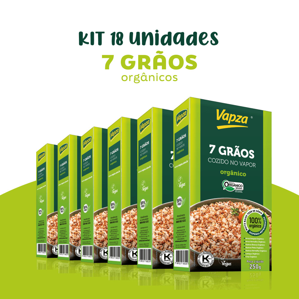 Kit 18 Unidades 7 Grãos Orgânicos 250G Vapza em Oferta na Shopee