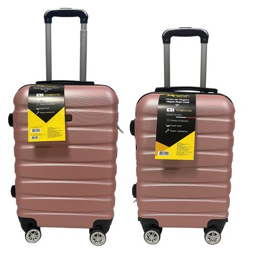 Kit 2 Malas Viagem Rodinhas Giro 360 Polegadas 18 20 Rosa Resistente Leve Pratico Viagem
