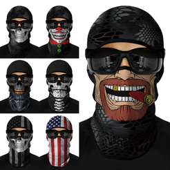Máscara Facial Completa Balaclava Com Impressão 3D-UPF40 + Proteção UV Forro De Capacete De Seda Gelada Refrescante-Espo