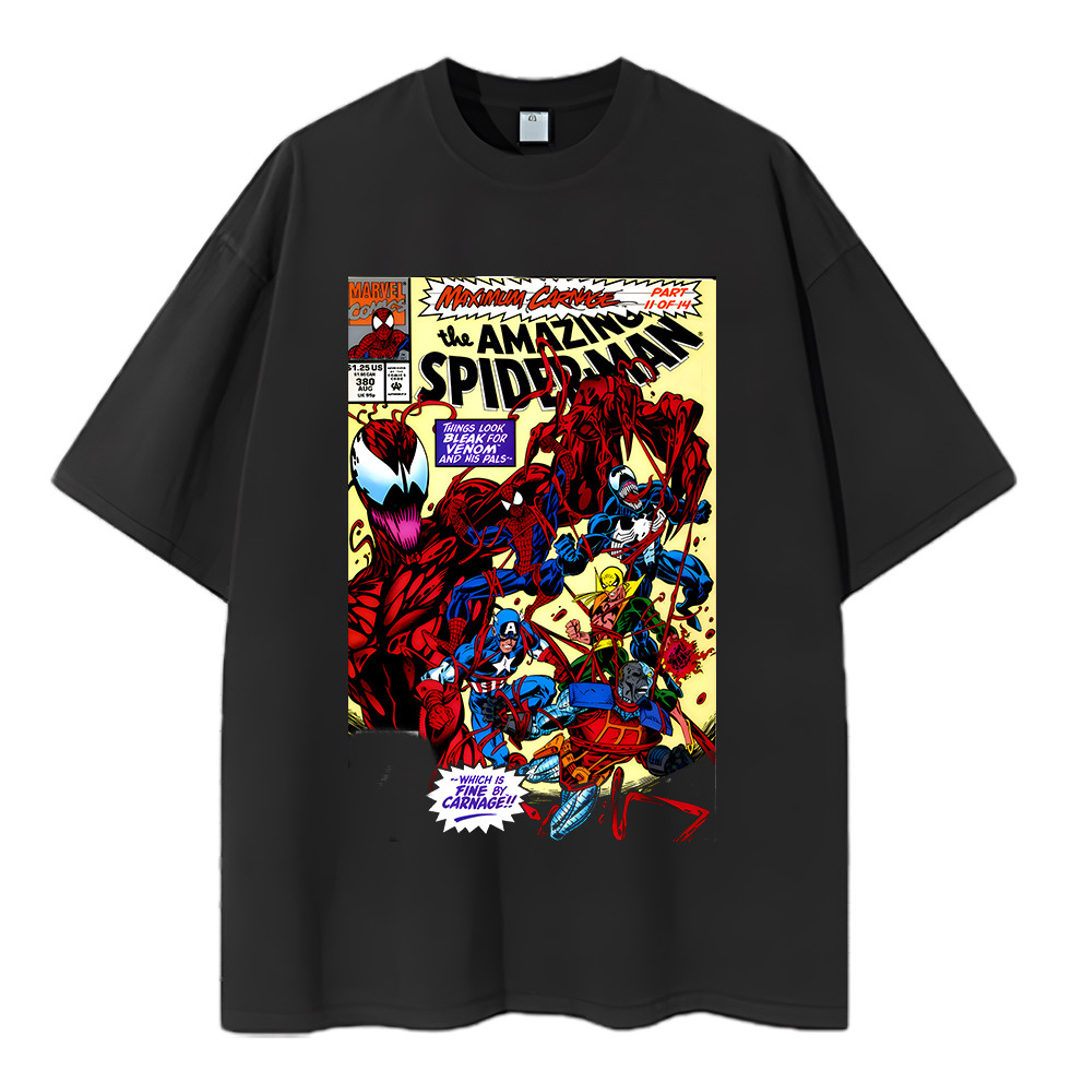 2026 Camiseta Estampa Homem Aranha Venom Carnage Capitão América T-shirt Unissex Streetwear Envio Imediato