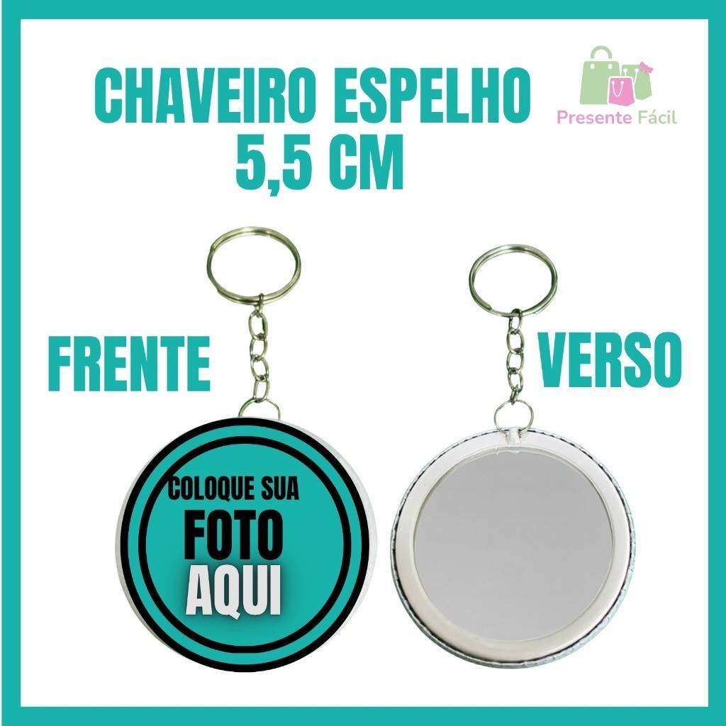 Kit 7 Chaveiros Espelho Personalizado Lembrancinha Festa Aniversário Casamento