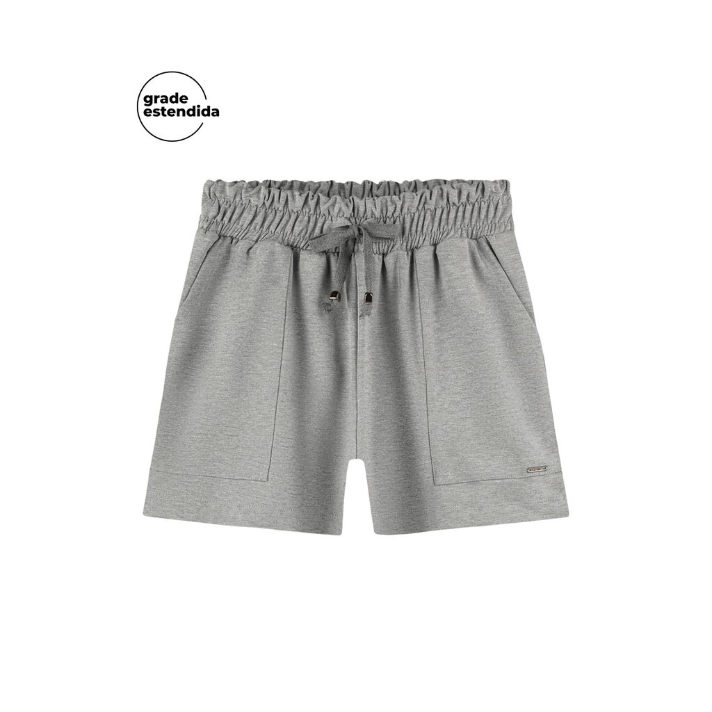 Short Feminino Curto Cós Alto Marialícia Mescla