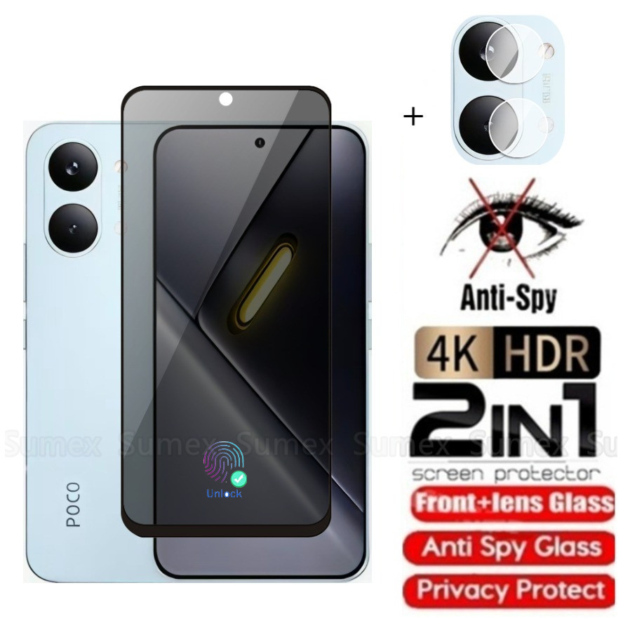 Vidro Temperado Privado Para Xiaomi POCO X8 PocoX8 Pro Max 5G Protetor De Tela Anti-Espião Cobertura Completa Filme De P