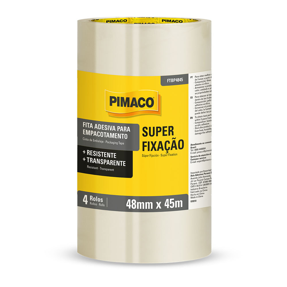 Fita adesiva transparente 48mmX45m com 4 rolos Pimaco