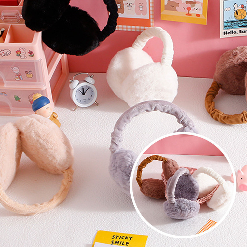 Protetor De Orelha Redondo De Pelúcia , Quente , Adequado Para A Pele , De Coelho Falsa , Rotativa , Ajustável , O Inver