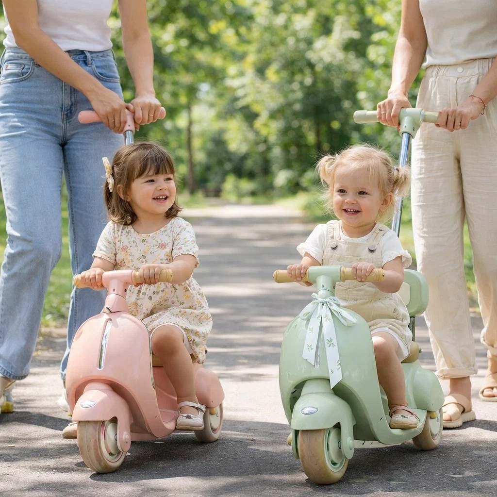 Moto Elétrica Infantil Rosa 6V Empurrador Veículo Criança Rodinhas Estabilizadoras Achadinhos