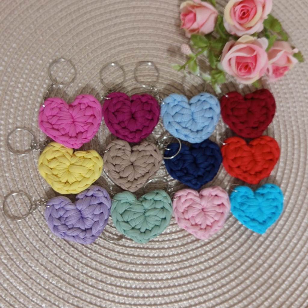 Kit Chaveiros de Coração em Crochê Lembrancinhas Fio de Malha em Oferta na Shopee