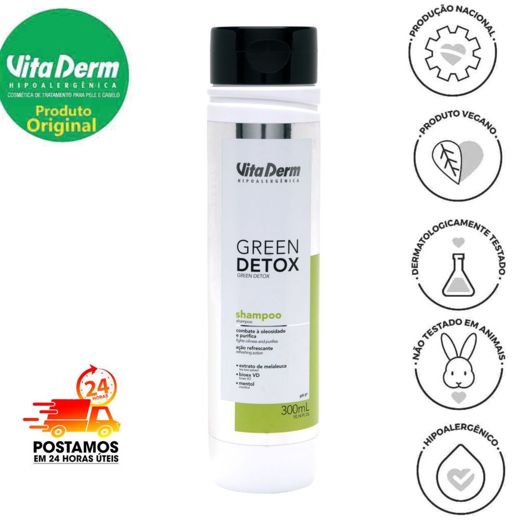SHAMPOO GREEN DETOX CONTROLE DE OLEOSIDADE 300ML - VITA DERM
