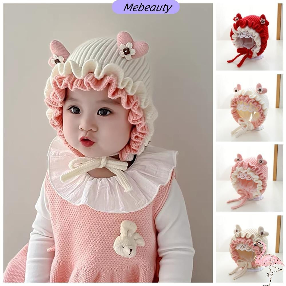 MEBEAUTYBR Chapéu de Princesa de Renda, Chapéu Pullover à Prova de Vento e Frio, Chapéu de Malha Quente e Peludo para Cr