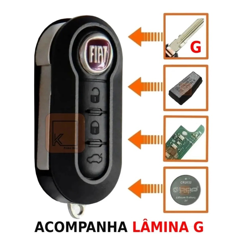 Chave Canivete Fiat Alarme Positron Uno Palio Stilo Strada + Lâmina G + Chip T19