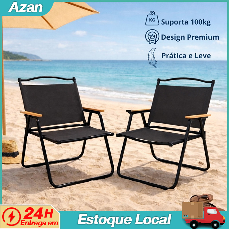 Cadeira De Praia Portátil Dobrável Reforçada Pesca Camping Preta Conjunto de mesa e cadeiras com várias peças