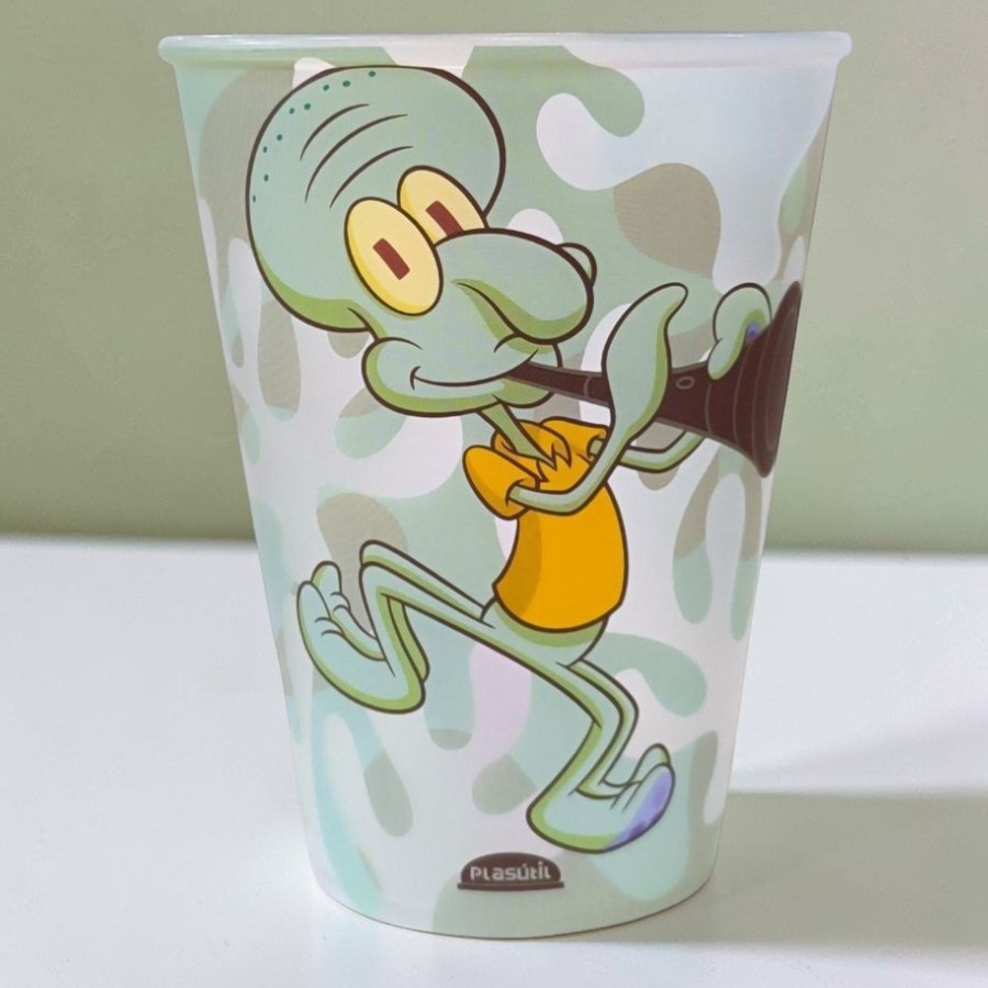 Copo de Plástico Bob Esponja - Lula Molusco - 270ml - 1 unidade - Plasútil - Rizzo