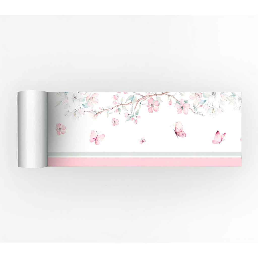 Faixa Decorativa Adesivo Infantil Rosa Papel de Parede 15x100cm