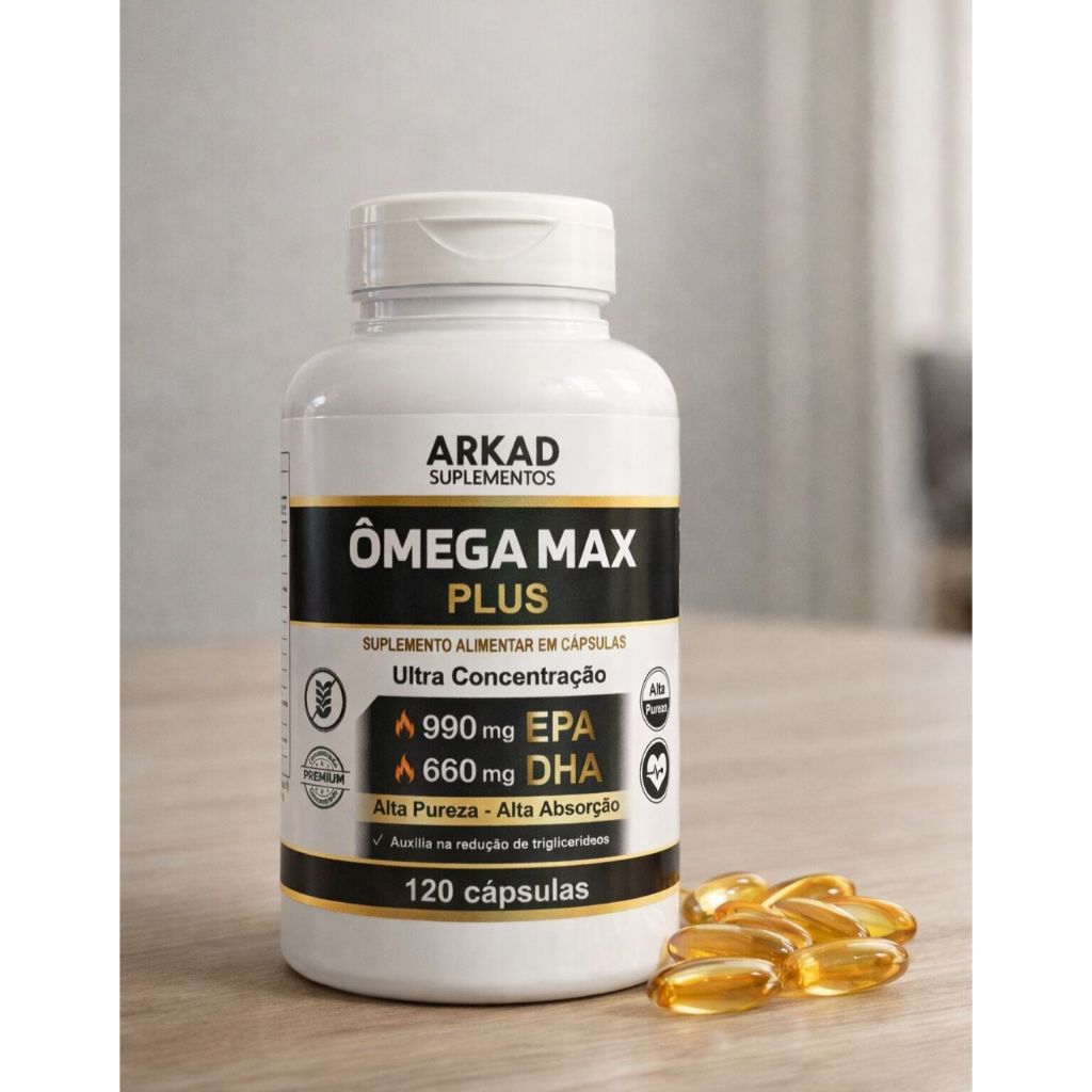 Ômega 3 Ultra Concentrado EPA DHA 120 Cápsulas Alta Pureza Ômega Max Plus
