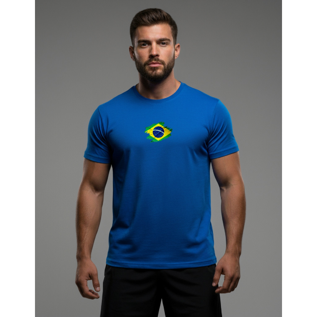Camisa Masculina Dry-Fit Estampa Brazil 01 Selecao Esportiva Academia Camiseta Confortável