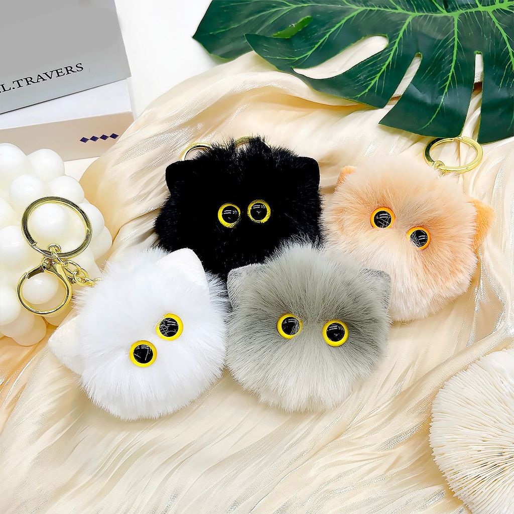 Blush gato gato bola chaveiro bonito boneca de pelúcia mochila pendurado saco feminino requintado boneca ornamentos pequ