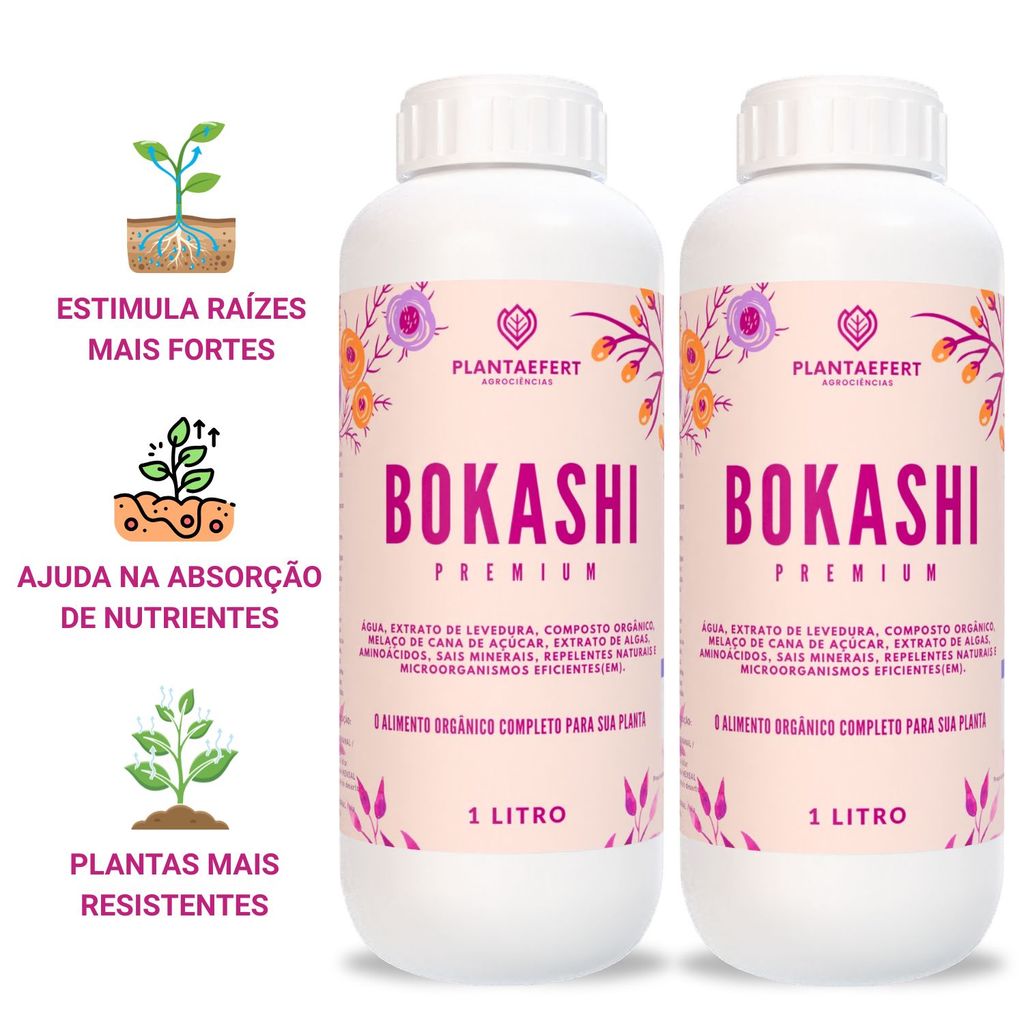 Adubo NPK Bokashi Premium Adubo Orgânico Concentrado 2 Lit Auxilia Equilíbrio Nutricional e Brotação