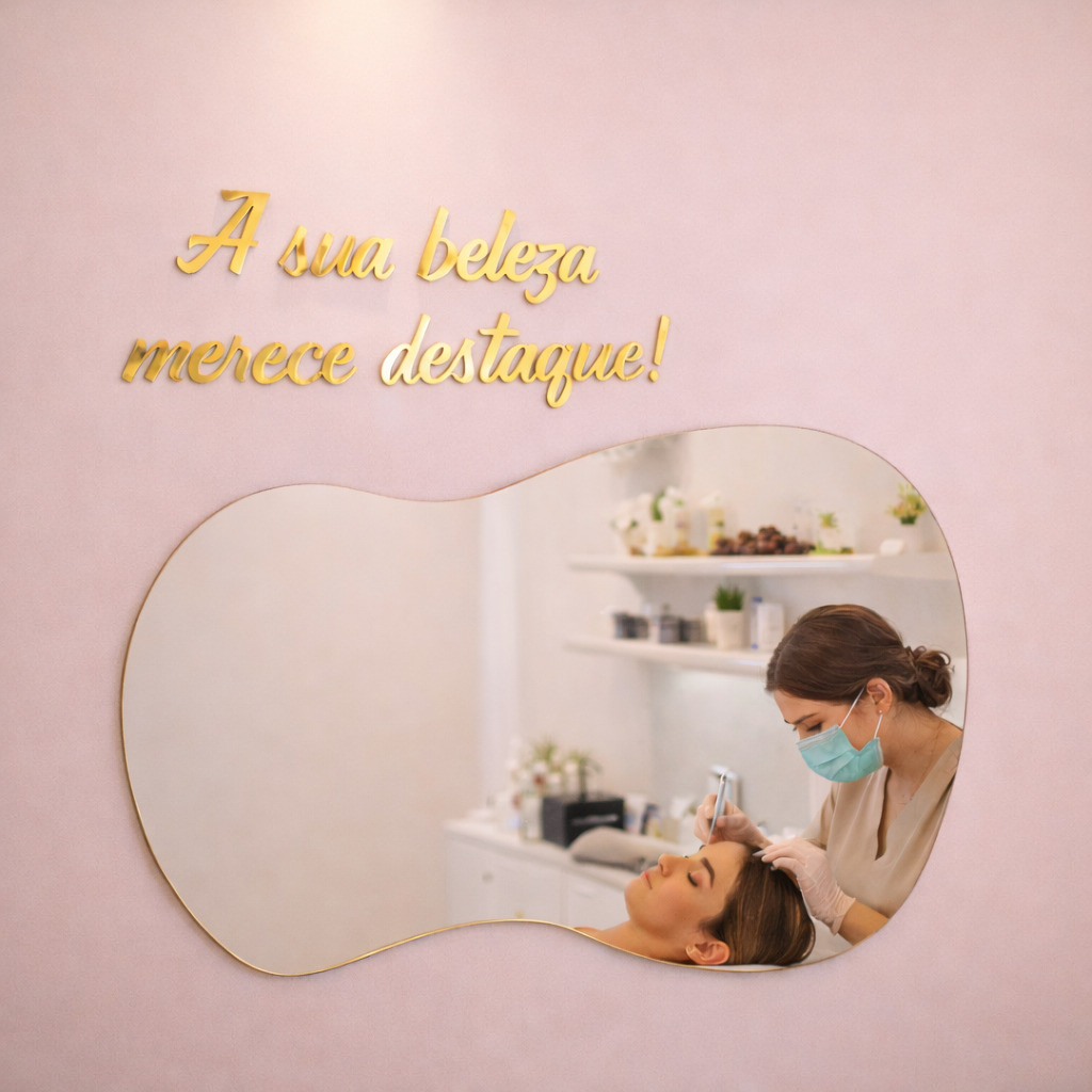 Decoração de parede Frase Espelhada para Decorar A sua beleza merece destaque
