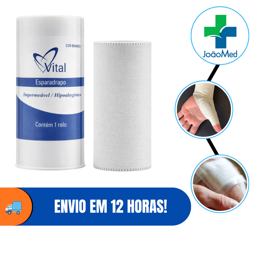 Esparadrapo Branco Vital Impermeável Hipoalergênico Rolo 4,5m Todos os Tamanhos