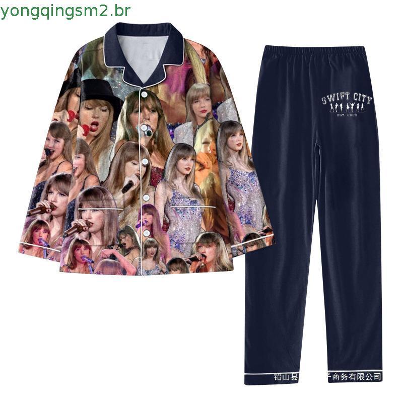 Conjunto De Pijama De Natal Taylor Swift Plus Size Vintage Fashion The Eras Tour Print Duas Peças Para Homens E Mulheres