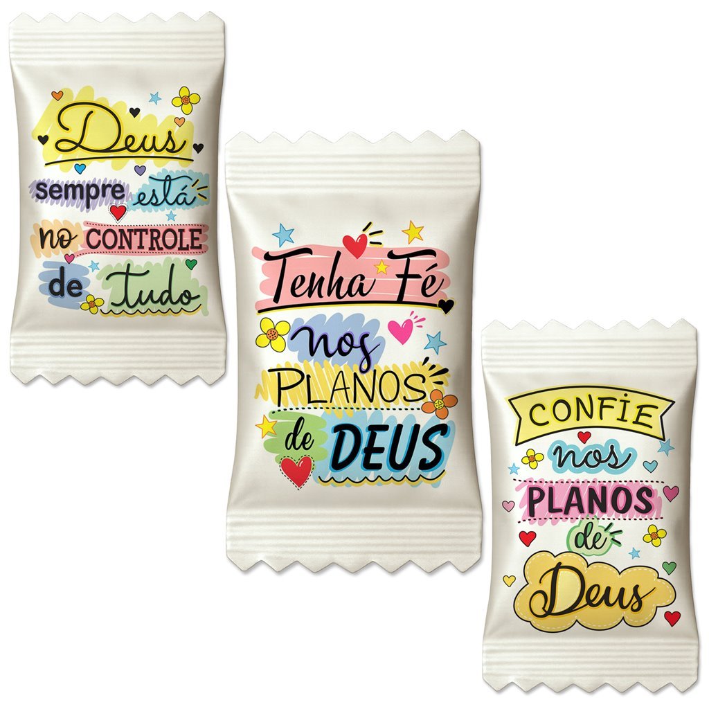 Balas DEUS Frases Fé Religiosas Encontros Eventos Cliente Mimo (Tradicional Soft Já Personalizadas)