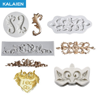 KALAIEN Molde de Silicone para Fondant com 8 Padrões Estilo Europeu, Molde com Padrão de Edifício Retro, Decoração de Bo